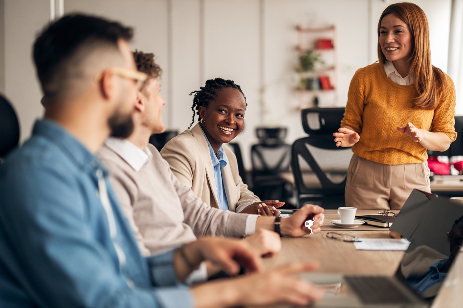 Team Collaboration During a Meeting in an Office Setting